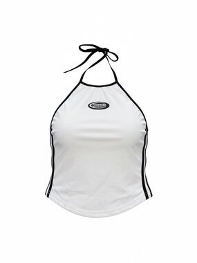 Progress White Halter Tank with Black Trim